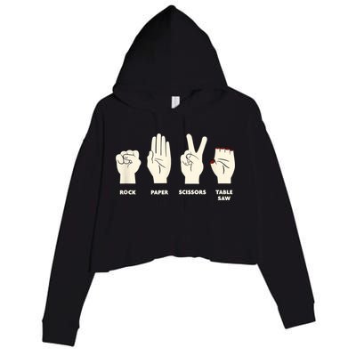 Rock Paper Scissors Table Saw Funny Carpenter Contractor Crop Fleece Hoodie