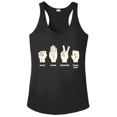 Rock Paper Scissors Table Saw Funny Carpenter Contractor Ladies PosiCharge Competitor Racerback Tank