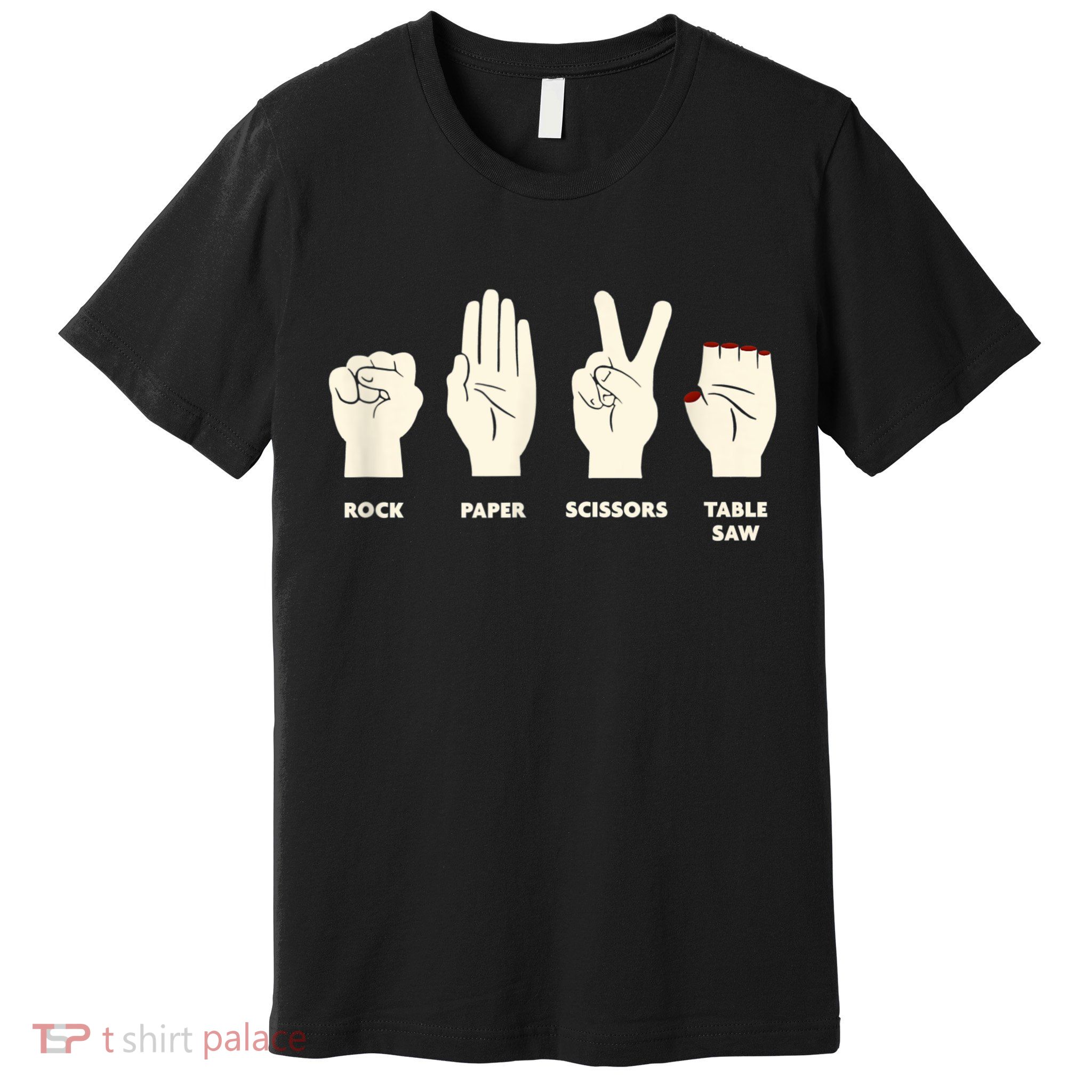Rock Paper Scissors Table Saw Funny Carpenter Contractor Premium T-Shirt