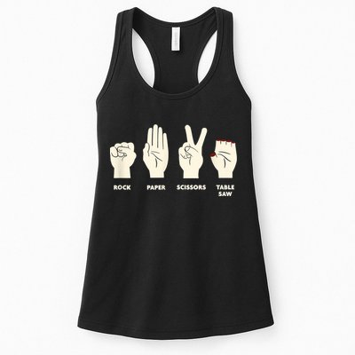 Rock Paper Scissors Table Saw Funny Carpenter Contractor Womens Tank Top