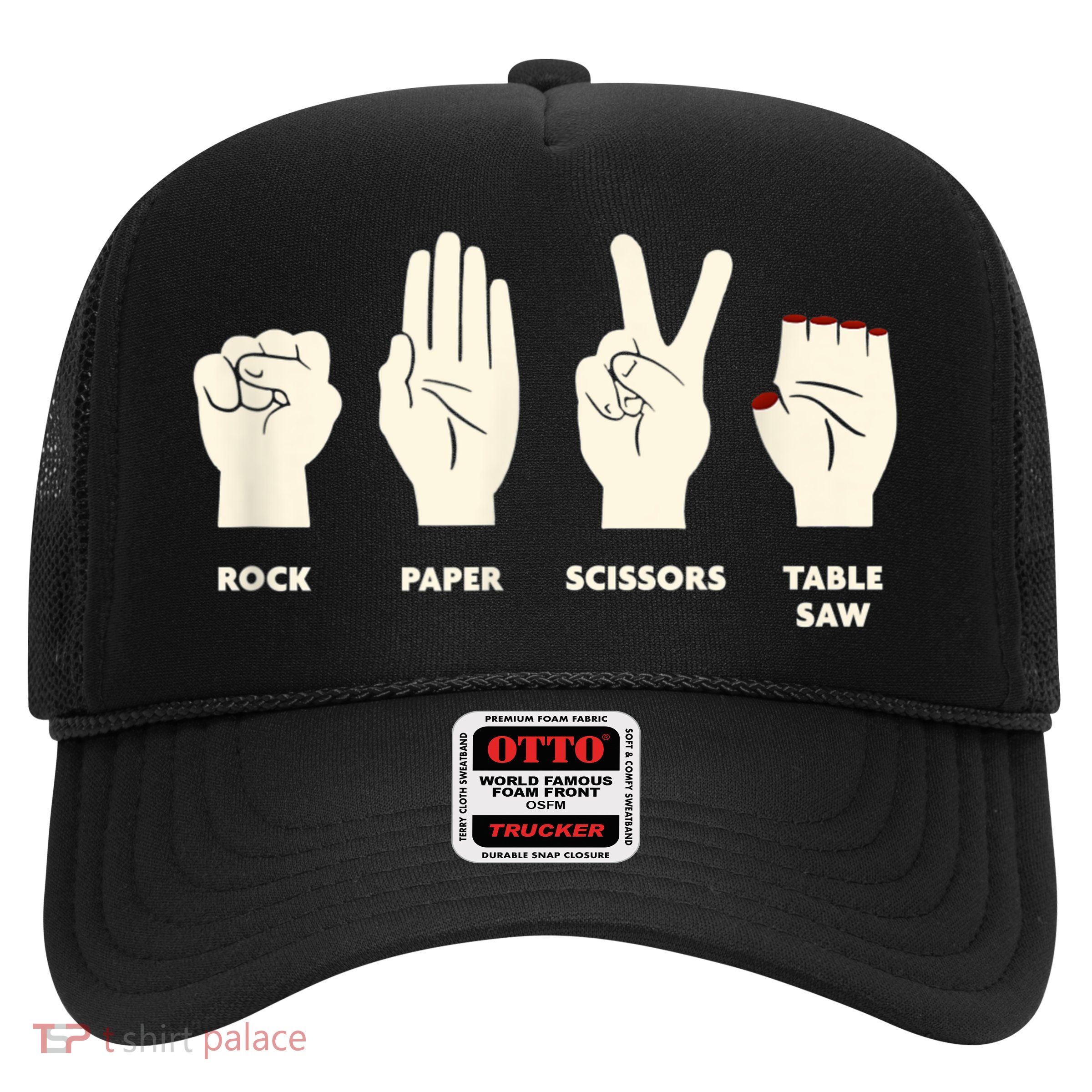Rock Paper Scissors Table Saw Funny Carpenter Contractor Trucker Hat