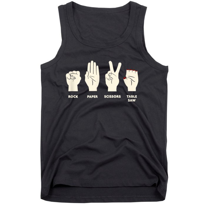 Rock Paper Scissors Table Saw Funny Carpenter Contractor Tank Top