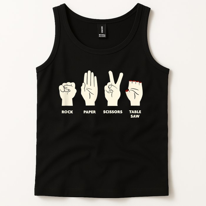 Rock Paper Scissors Table Saw Funny Carpenter Contractor Tank Top