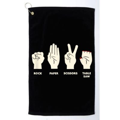 Rock Paper Scissors Table Saw Funny Carpenter Contractor Platinum Collection Golf Towel