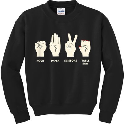 Rock Paper Scissors Table Saw Funny Carpenter Contractor Kids Sweatshirt