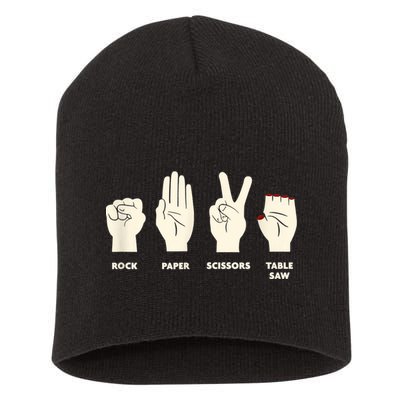 Rock Paper Scissors Table Saw Funny Carpenter Contractor Short Acrylic Beanie