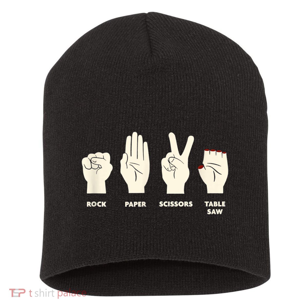 Rock Paper Scissors Table Saw Funny Carpenter Contractor Short Acrylic Beanie