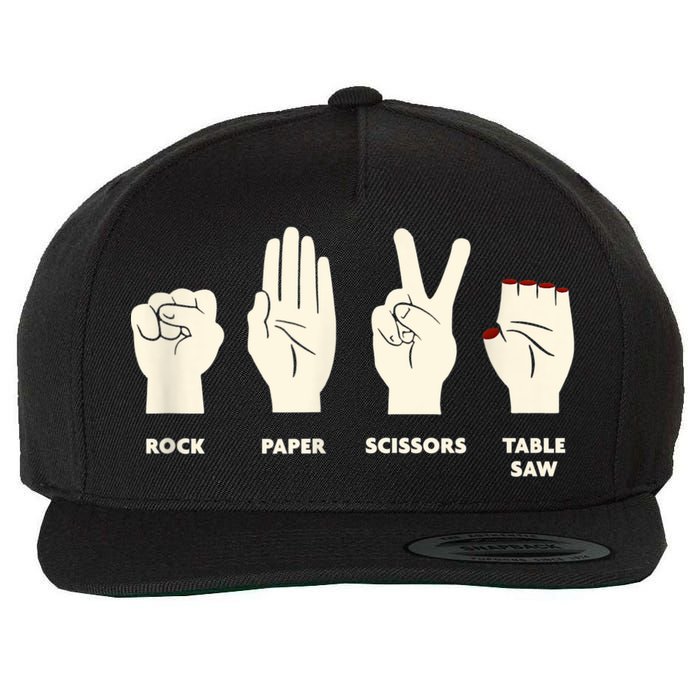 Rock Paper Scissors Table Saw Funny Carpenter Contractor Wool Snapback Cap