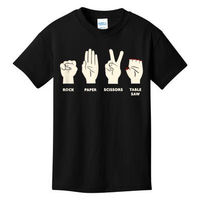 Rock Paper Scissors Table Saw Funny Carpenter Contractor Kids T-Shirt