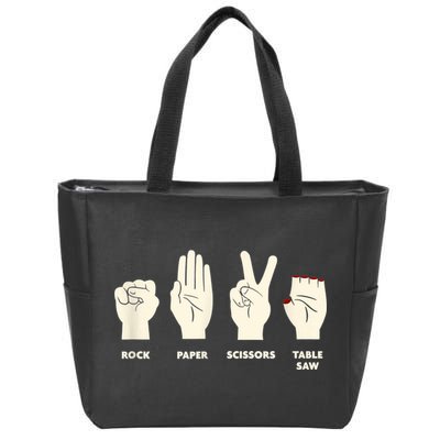 Rock Paper Scissors Table Saw Funny Carpenter Contractor Zip Tote Bag
