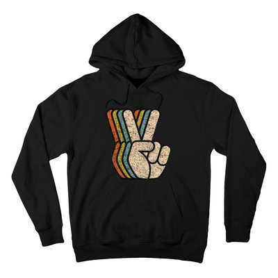 Retro Peace Sign V Fingers Vintage 60s 70s 80s Cool Graphic Hoodie