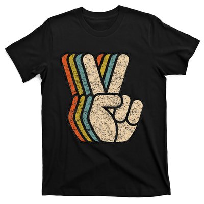 Retro Peace Sign V Fingers Vintage 60s 70s 80s Cool Graphic T-Shirt