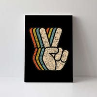 Retro Peace Sign V Fingers Vintage 60s 70s 80s Cool Graphic Canvas