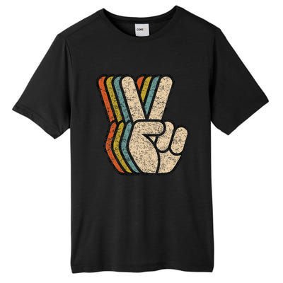 Retro Peace Sign V Fingers Vintage 60s 70s 80s Cool Graphic Tall Fusion ChromaSoft Performance T-Shirt