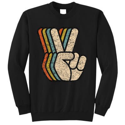 Retro Peace Sign V Fingers Vintage 60s 70s 80s Cool Graphic Tall Sweatshirt