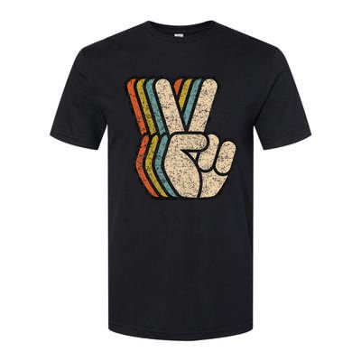 Retro Peace Sign V Fingers Vintage 60s 70s 80s Cool Graphic Softstyle® CVC T-Shirt