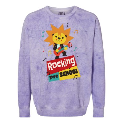 Rocking Pre School Lion Guitar Colorblast Crewneck Sweatshirt