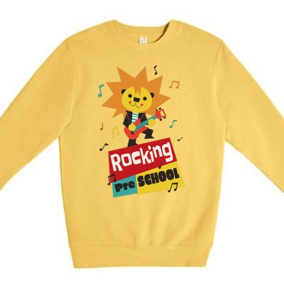 Rocking Pre School Lion Guitar Premium Crewneck Sweatshirt