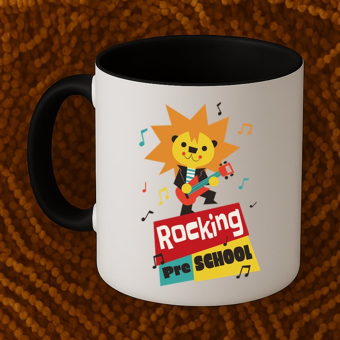 Rocking Pre School Lion Guitar Mug