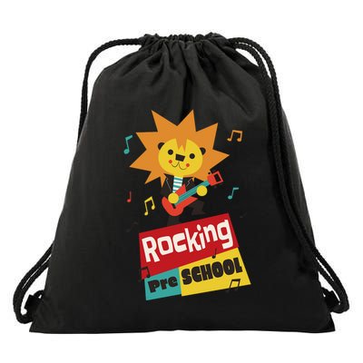 Rocking Pre School Lion Guitar Drawstring Bag