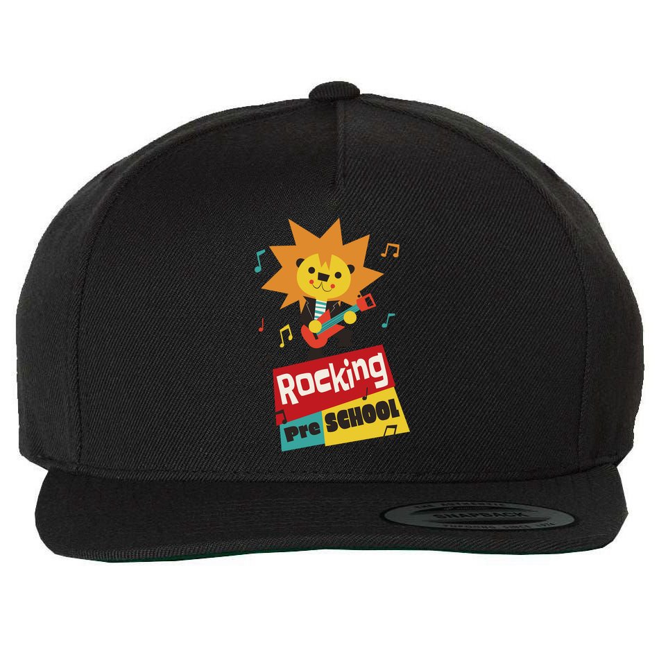 Rocking Pre School Lion Guitar Wool Snapback Cap