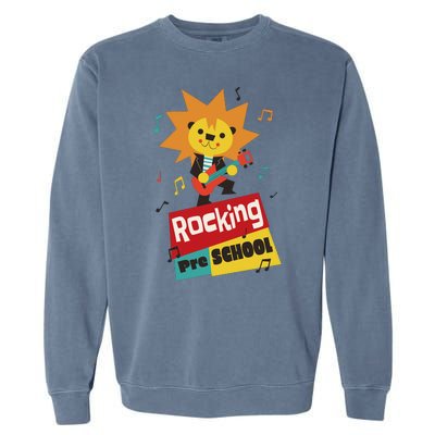 Rocking Pre School Lion Guitar Garment-Dyed Sweatshirt