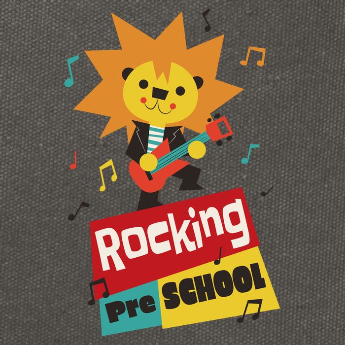Rocking Pre School Lion Guitar Cotton Canvas Backpack
