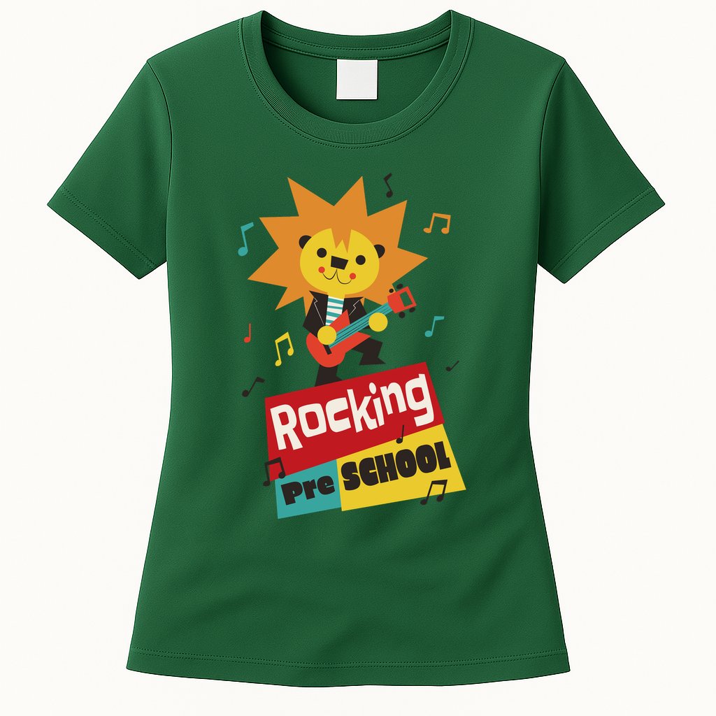 Rocking Pre School Lion Guitar Womens T-Shirt