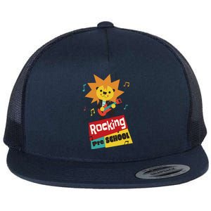 Rocking Pre School Lion Guitar Flat Bill Trucker Hat