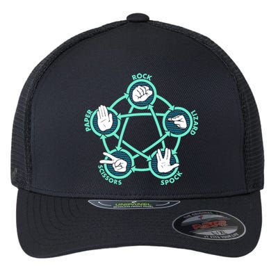 Rock Paper Scissors Spock Lizard Funny Game Flexfit Unipanel Trucker Cap