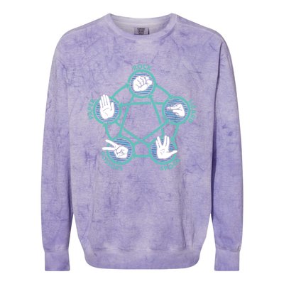 Rock Paper Scissors Lizard Spock Funny Game Colorblast Crewneck Sweatshirt