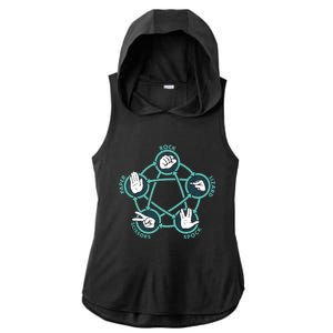 Rock Paper Scissors Lizard Spock Funny Game Ladies PosiCharge Tri-Blend Wicking Draft Hoodie Tank