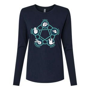 Rock Paper Scissors Lizard Spock Funny Game Womens Cotton Relaxed Long Sleeve T-Shirt