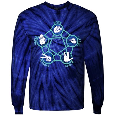 Rock Paper Scissors Lizard Spock Funny Game Tie-Dye Long Sleeve Shirt