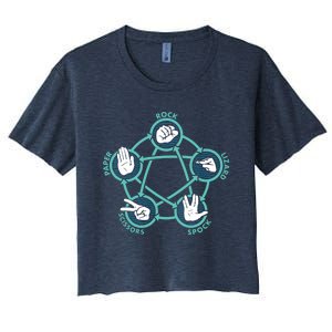 Rock Paper Scissors Lizard Spock Funny Game Women's Crop Top Tee