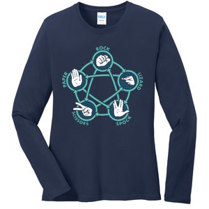 Rock Paper Scissors Lizard Spock Funny Game Ladies Long Sleeve Shirt