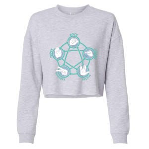 Rock Paper Scissors Lizard Spock Funny Game Cropped Pullover Crew