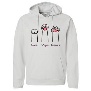 rock paper scissors cat paws Performance Fleece Hoodie