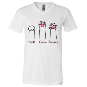 rock paper scissors cat paws V-Neck T-Shirt