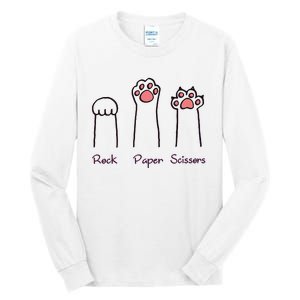 rock paper scissors cat paws Tall Long Sleeve T-Shirt