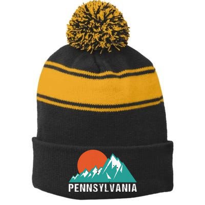 Retro Pennsylvania State Stripe Pom Pom Beanie