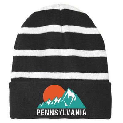 Retro Pennsylvania State Striped Beanie with Solid Band