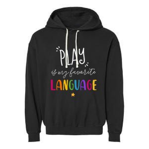 Rainbow Pediatric Speech Therapy Therapist Cute Slp Crew Gift Garment-Dyed Fleece Hoodie