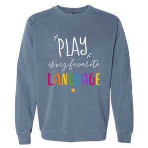 Rainbow Pediatric Speech Therapy Therapist Cute Slp Crew Gift Garment-Dyed Sweatshirt