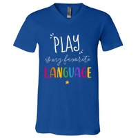 Rainbow Pediatric Speech Therapy Therapist Cute Slp Crew Gift V-Neck T-Shirt