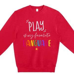 Rainbow Pediatric Speech Therapy Therapist Cute Slp Crew Gift Premium Crewneck Sweatshirt