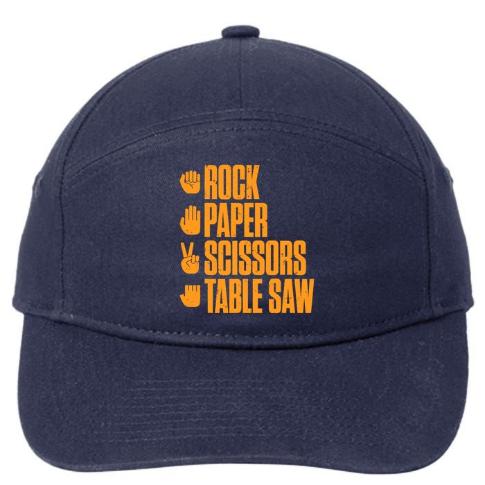 Rock Paper Scissors Table Saw Funny Carpenter 7-Panel Snapback Hat