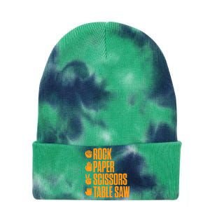 Rock Paper Scissors Table Saw Funny Carpenter Tie Dye 12in Knit Beanie