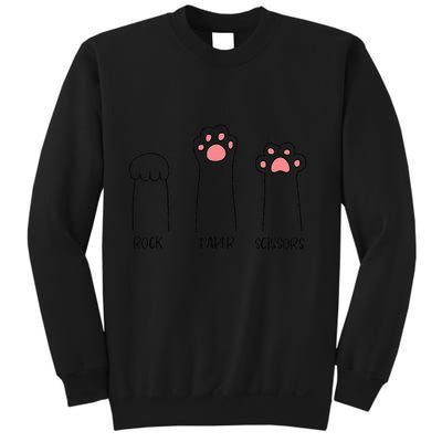 Rock Paper Scissors Hand Game Cute Paw Funny Cat Lover Sweatshirt