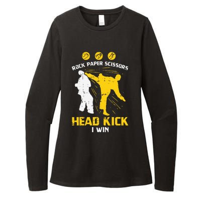 Rock Paper Scissors Headkick Win Funny Taekwondo Karate Gift  Womens CVC Long Sleeve Shirt